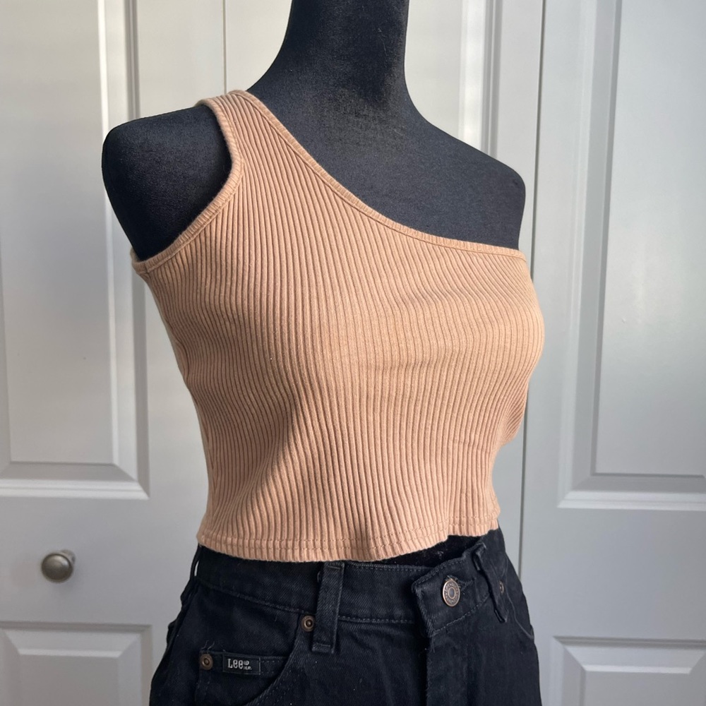One Shoulder Ribbed Crop Tank Set (2)